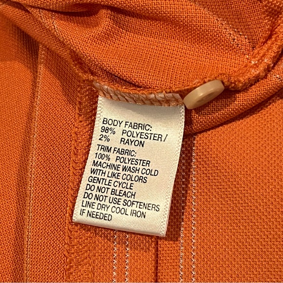 Greg Norman Men’s Logo Play Dry Shark Golf Shirt, Orange w White Stripe, XL, UEC - Picture 6 of 6